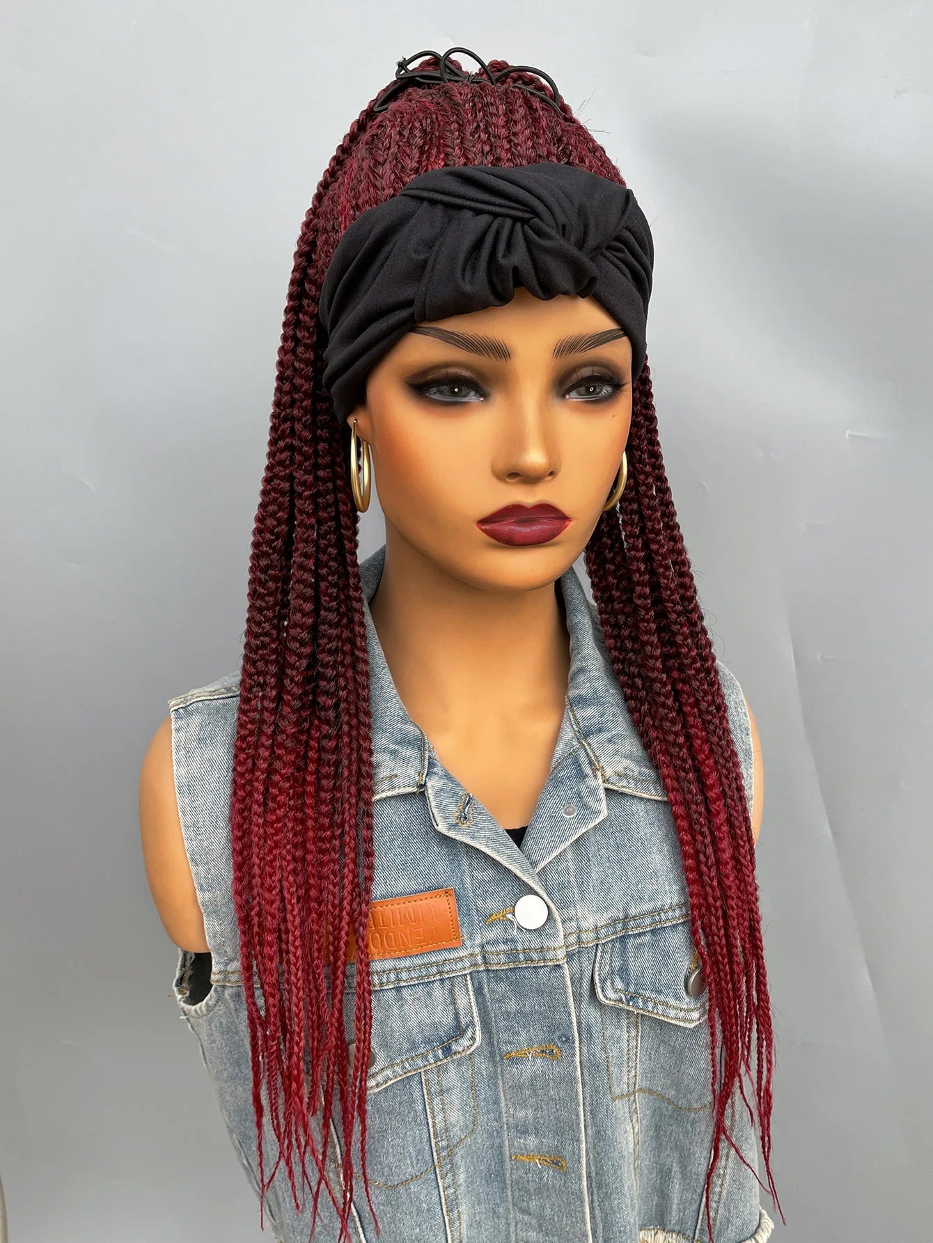 26" Twist Cornrow Headband Wig | Crochet Braids | Long Straight Synthetic Luxegan