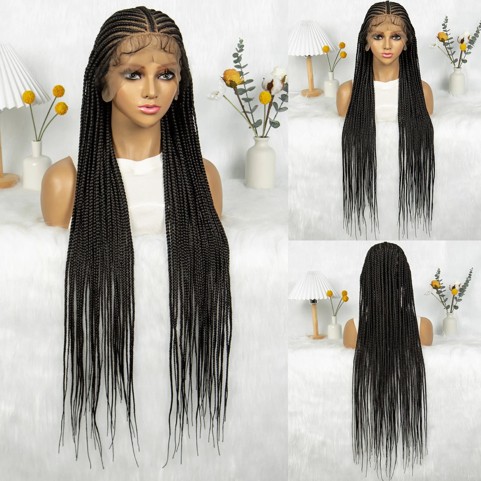 Long Black Twisted Braids Wig | HD Transparent Full Lace