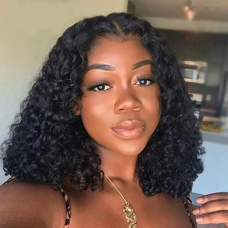 12" Deep Wave Bob Wig | 4x4 Lace Closure Wig | Brazilian Virgin Hair | Glueless Bob Wig