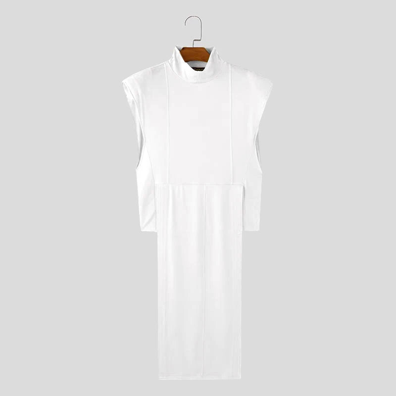 Semi-High Neck Long-Style Tank Top | Sophisticated Irregular Hem Silhouette | Elegant "Sleeveless" Spring and Autumn Top | "Dignified" Jersey Knit Vest for Radiant Versatile Styling Luxegan