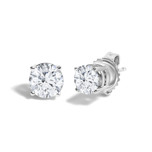 14K White Gold 1 1/10 Cttw Round Diamond Solitaire Stud Earrings - view 2
