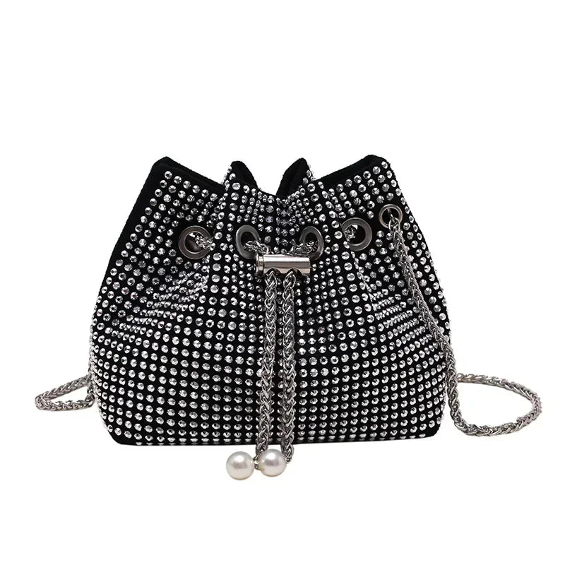 Leather Plaid Underarm Bag | Soft Sequin-Decorated Bucket Luxegan