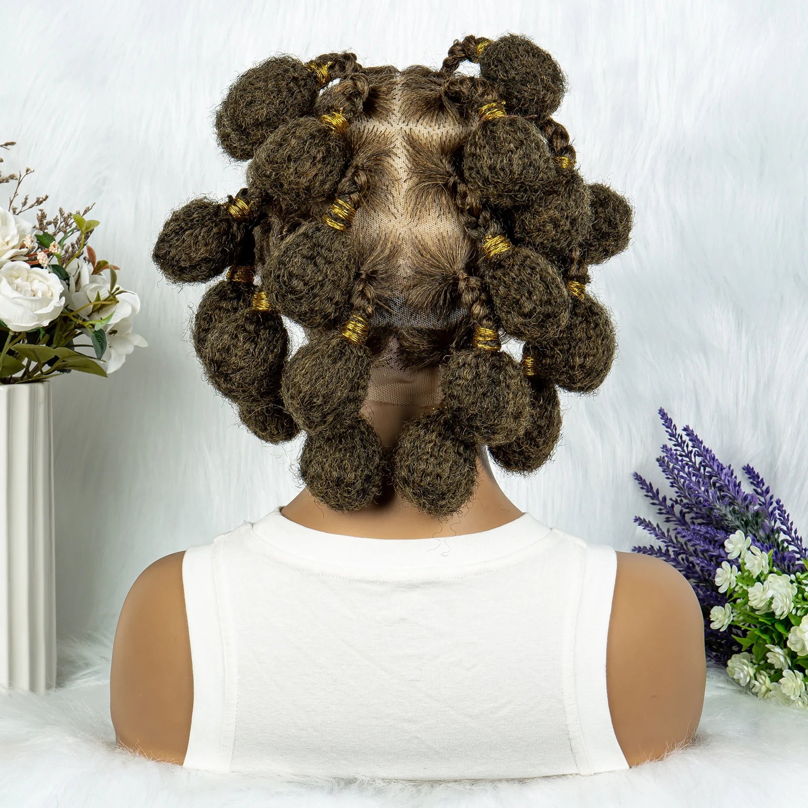 New Style Bantu Knot Knotless Box Braids HD Full Lace Wig | Synthetic Braided Wig for Black Women Luxegan
