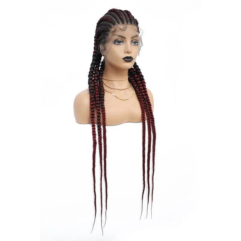 36" Jumbo Dutch Twins Cornrows Wig | Full Lace Front | Synthetic Braids | Black Women Luxegan