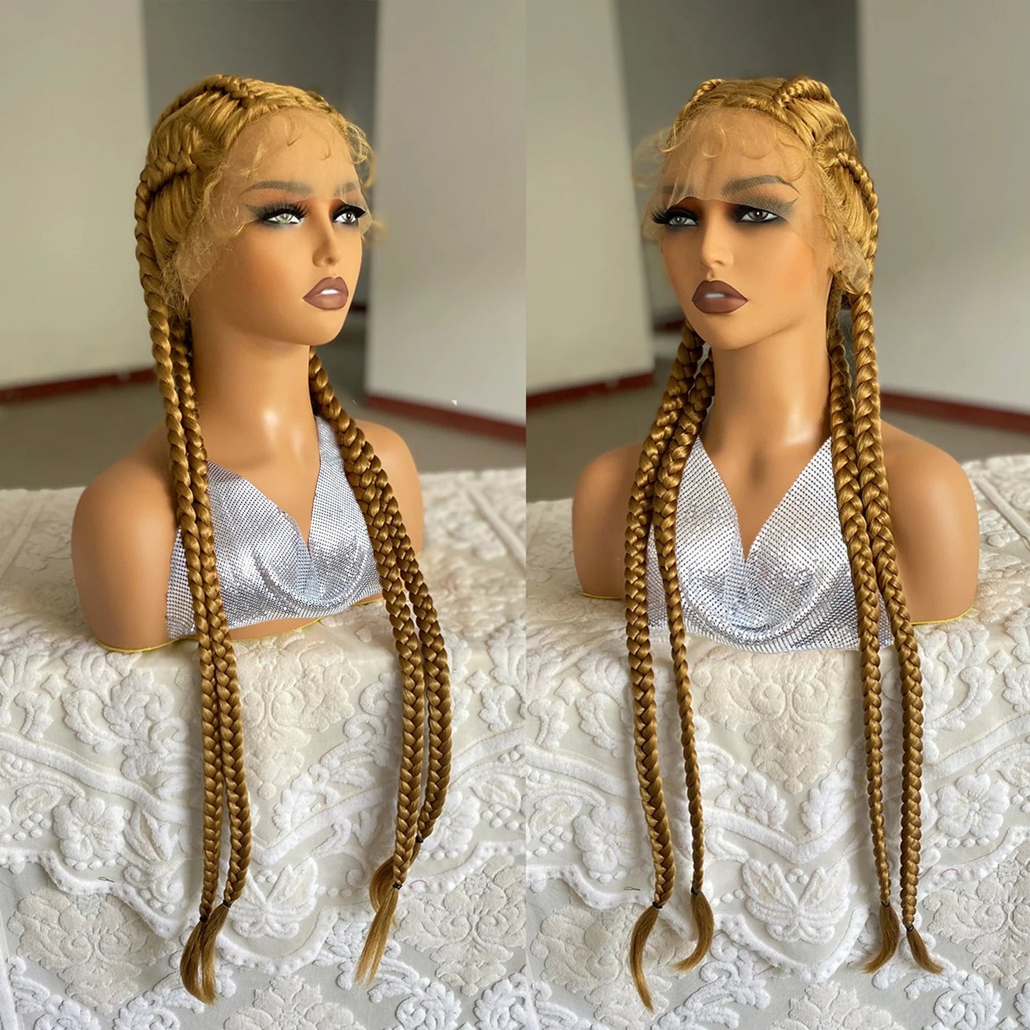 32" Twist Cornrow Braids Wig | Lace Front | Baby Hair | DIY & Cosplay | Synthetic Luxegan