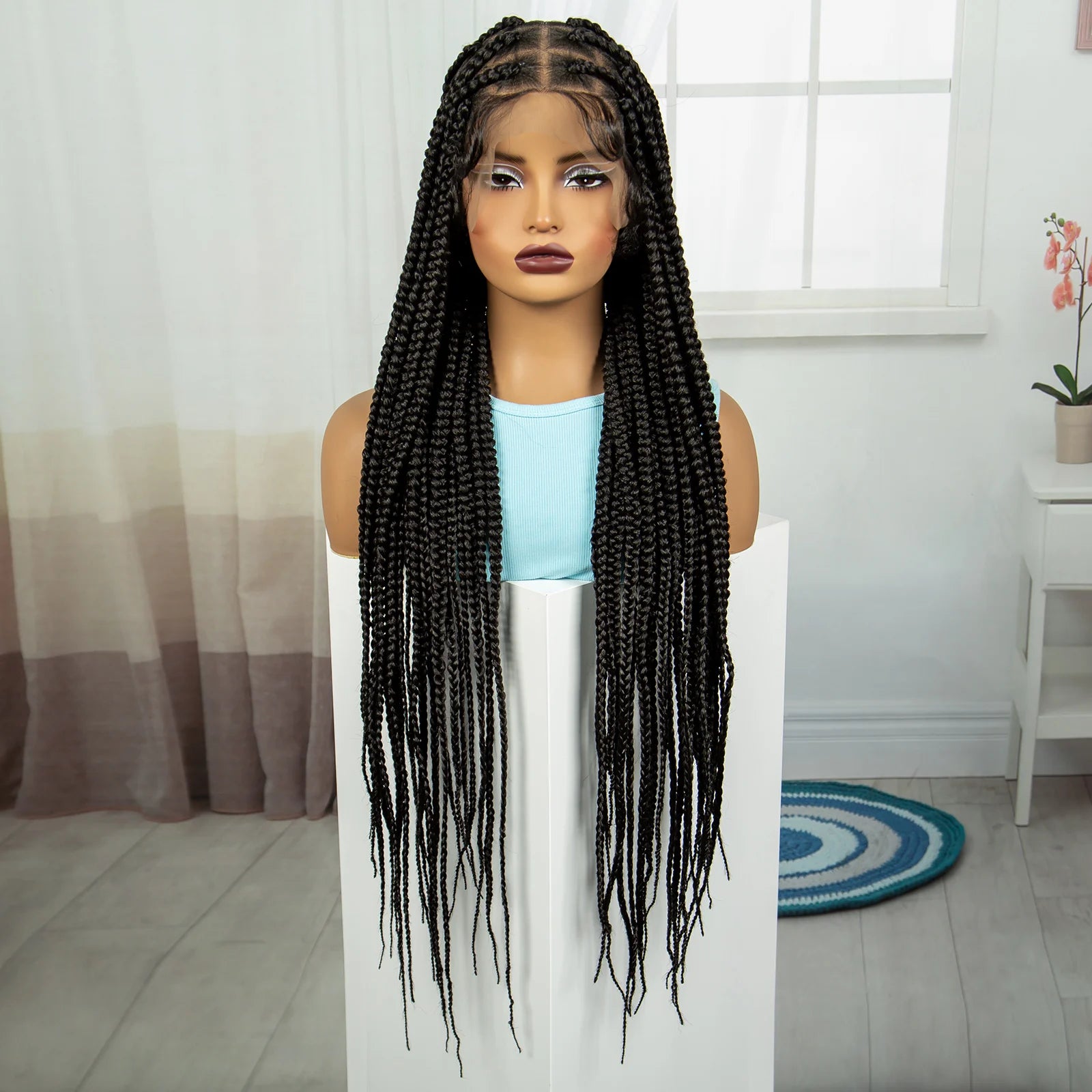 36" Knotless Box Braids Wig | Full Lace | Baby Hair | Natural Look Luxegan