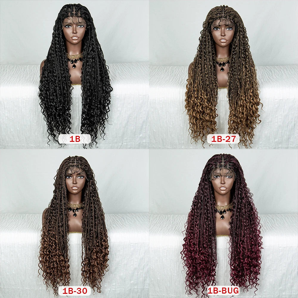 32" Knotless Braids Wig with Baby Hair | Transparent Lace Front Luxegan