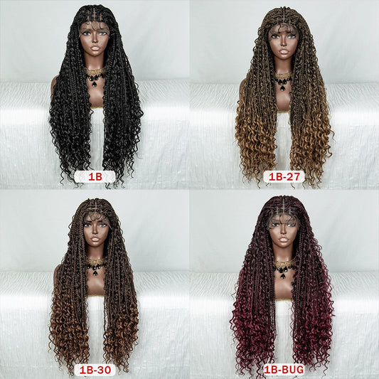 32" Knotless Braids Wig with Baby Hair | Transparent Lace Front Luxegan