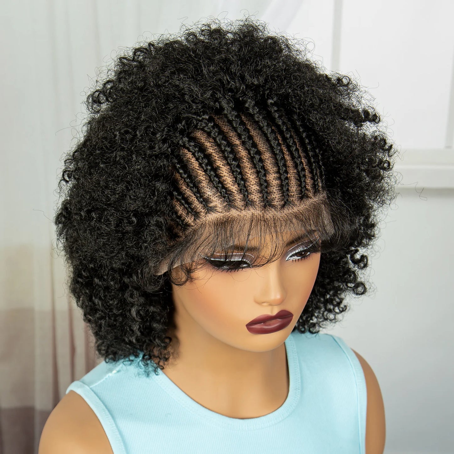 Afro Kinky Curly Braids Wig | Full Lace | Cornrow Accents | Baby Hair Luxegan