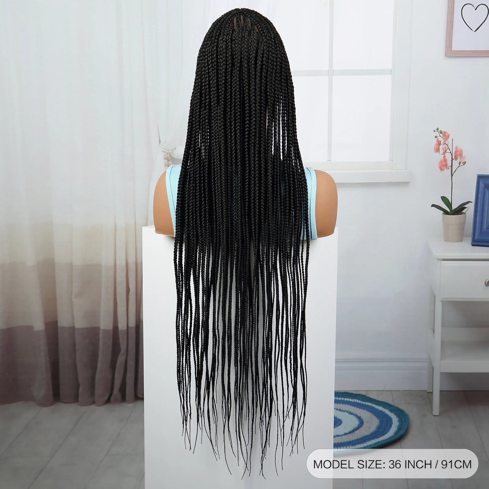 36" Natural Straight Cornrow Braids Wig | Lace Front | Baby Hair Luxegan