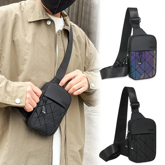 Universal Rhombus Grid Breast Bag | Sophisticated "Envelope" Silhouette | Premium Casual Fashion Mobile Phone Bag | "Dignified" High-Performance PU Crossbody for Radiant Versatile Styling Luxegan