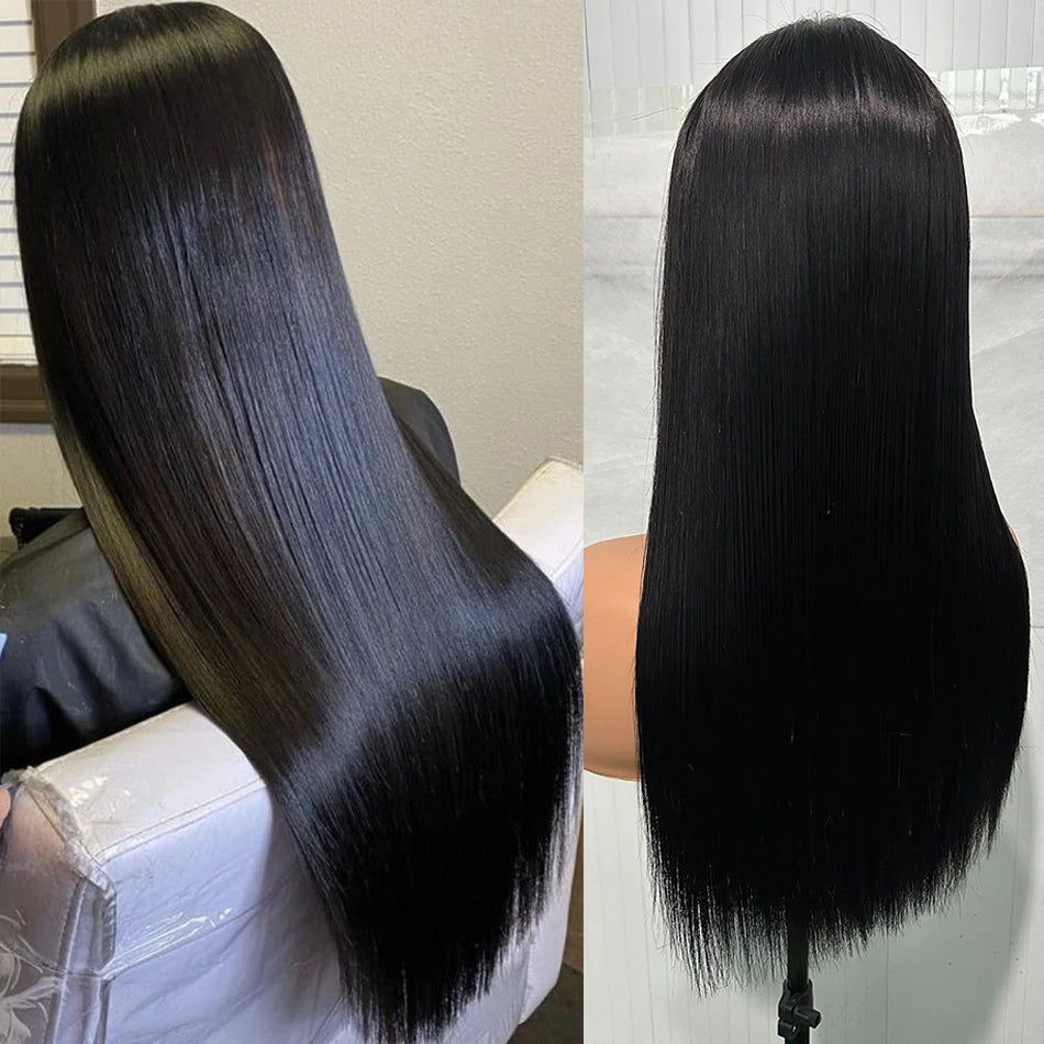300% Density Bone Silky Straight Human Hair Wig | Double Drawn HD Transparent Lace Closure Glueless Wig (Wear & Go) Luxegan
