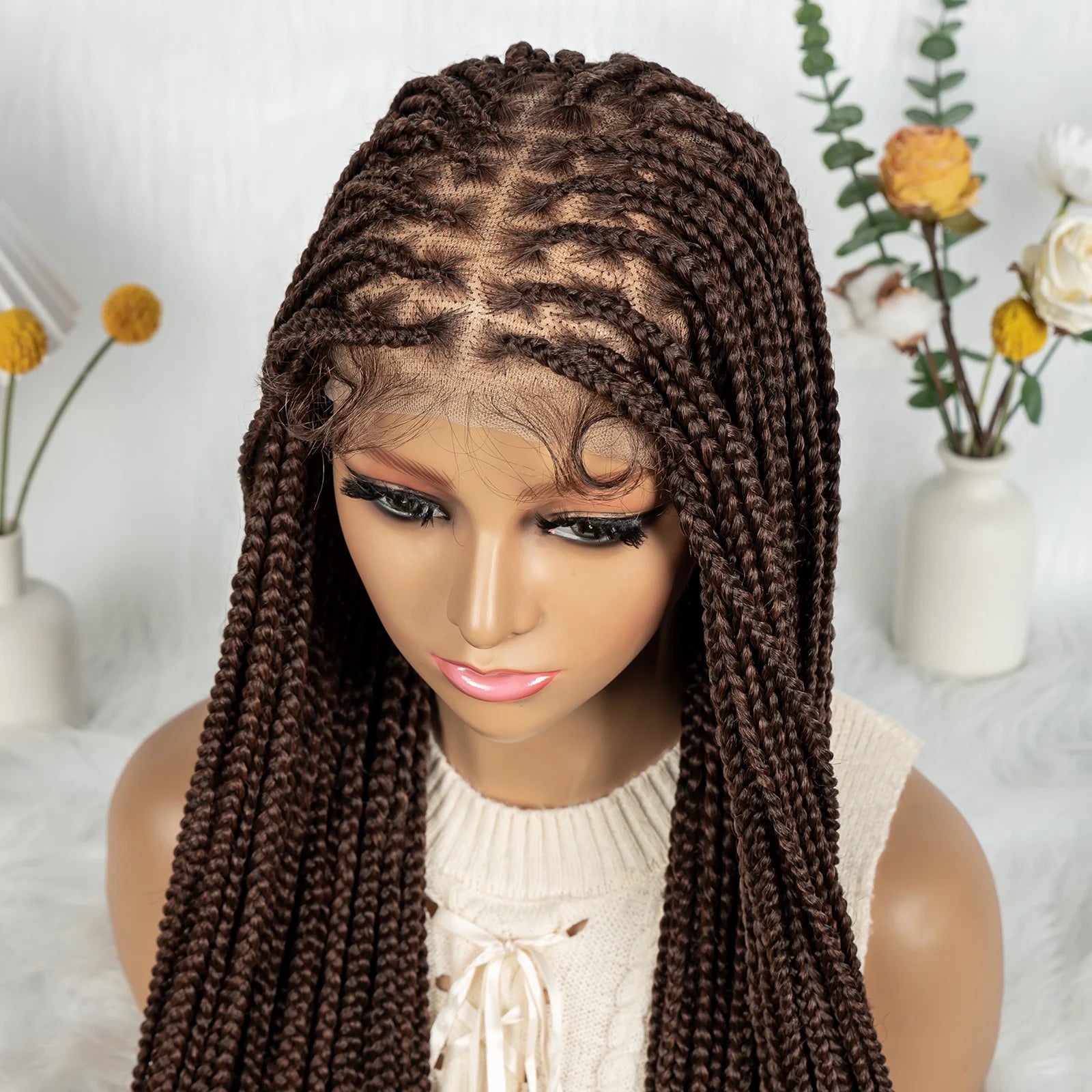 36" Twisted Box Braids Wig | Full Lace with Natural Hairline Luxegan