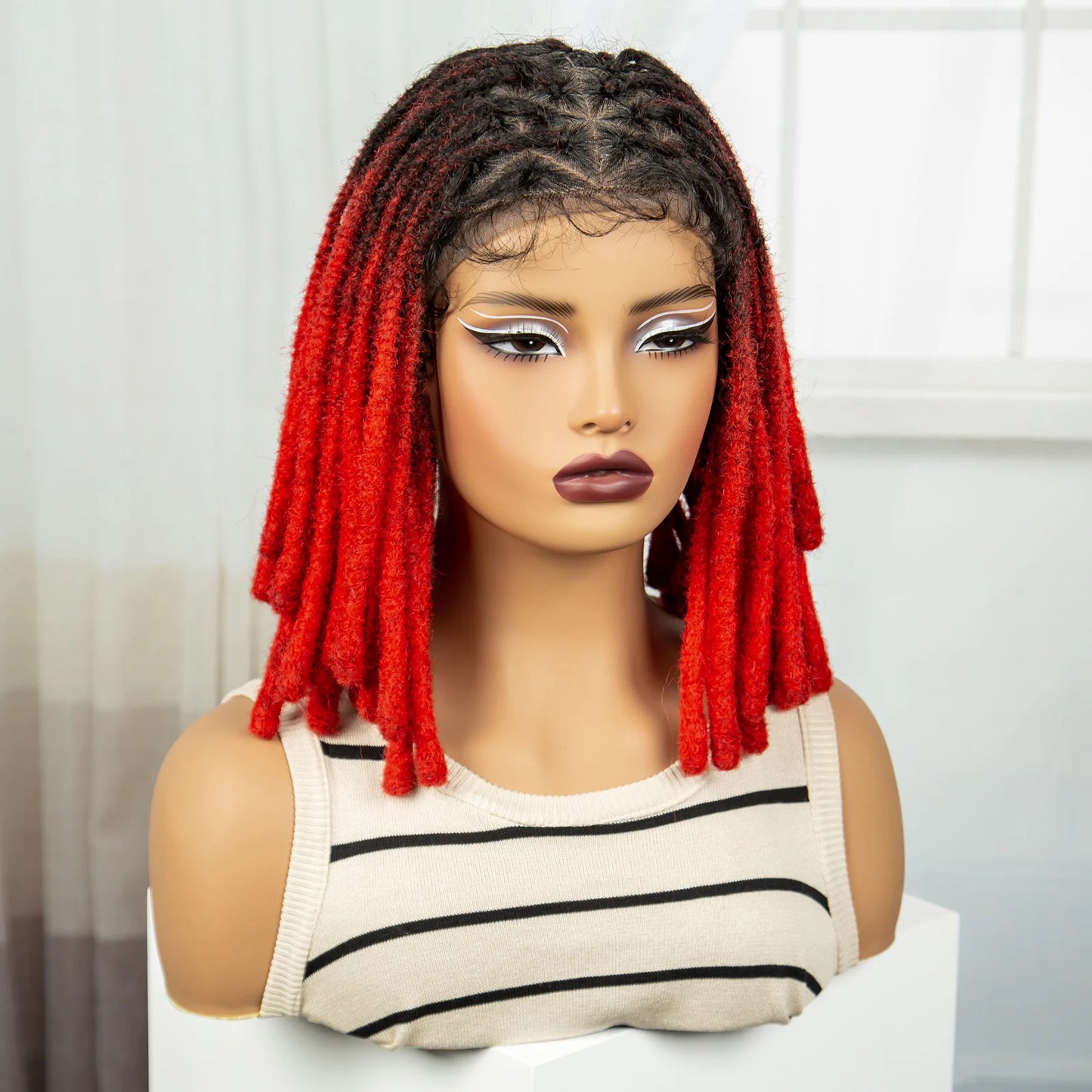 Red Faux Locs & Knotless Braids Wig | Full Lace | Baby Hair | Dreadlock Style Luxegan
