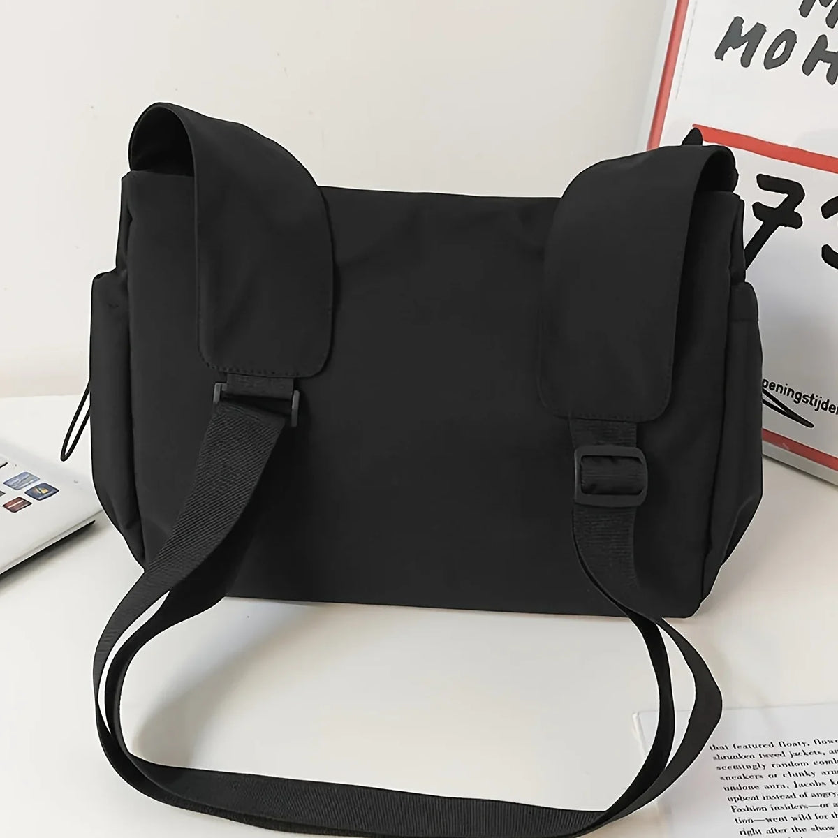Fashionable Drawstring Crossbody Messenger Bag | Spacious & Secure Zippered Nylon Tote | Unisex Casual Shoulder Bag with Stylish Bag Charm Luxegan