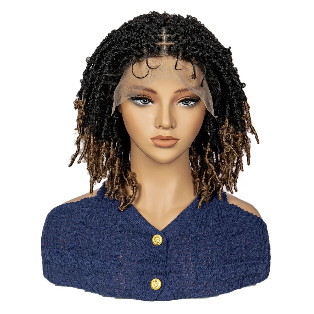 KIMA Pelucas trenzadas sintéticas de 14 pulgadas Peluca frontal de encaje Pelucas trenzadas 9x6 Trenzas de caja sin nudos con pelo de bebé para mujeres negras