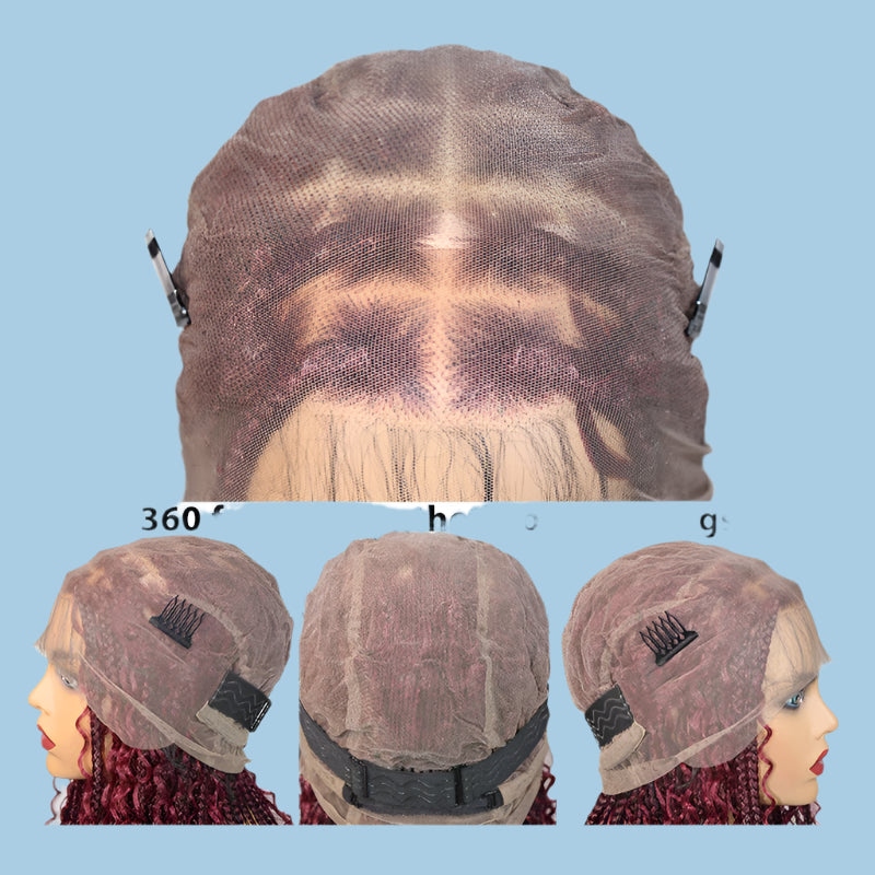 12" Goddess Boho Bob Braids Wig | 360 Lace Frontal | Curly Ends | Ombre & Color Options | Baby Hair - Luxegan