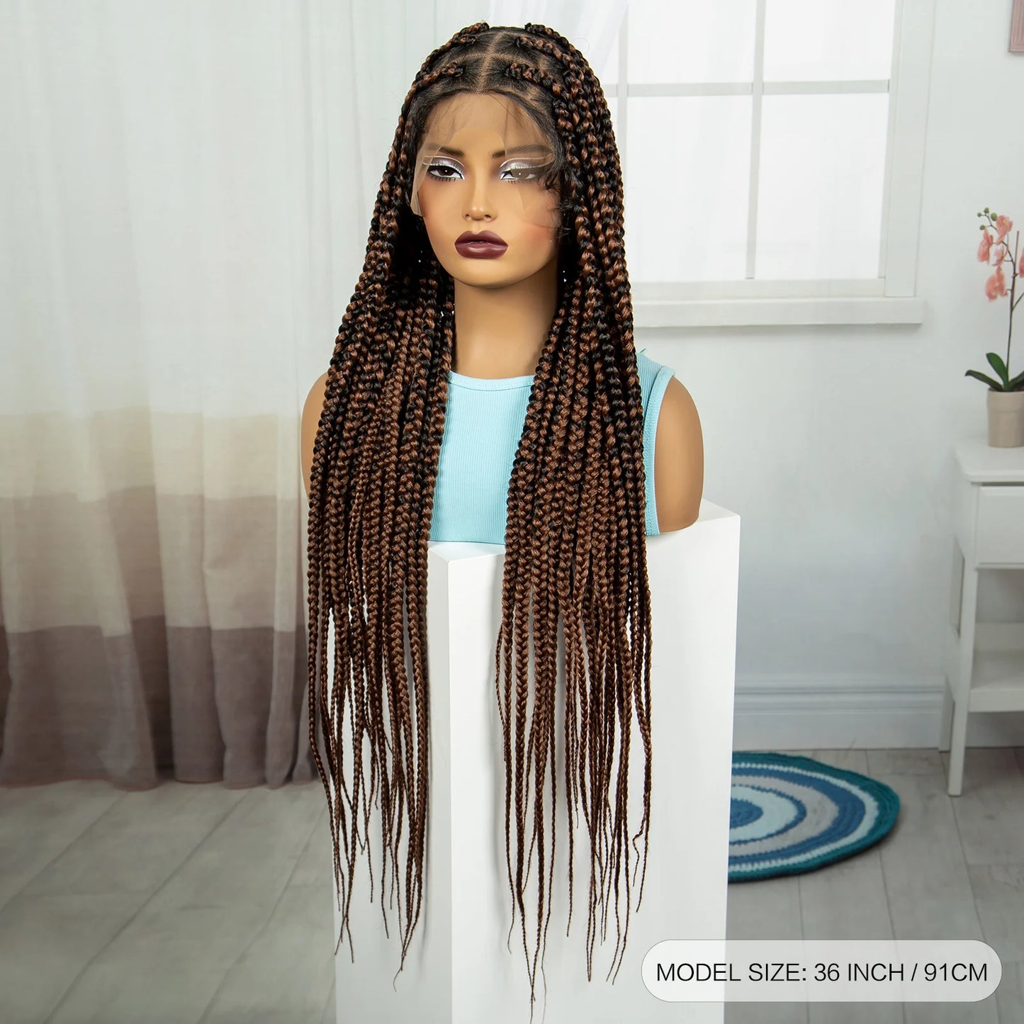 36" Knotless Box Braids Wig | Full Lace | Baby Hair | Natural Look Luxegan