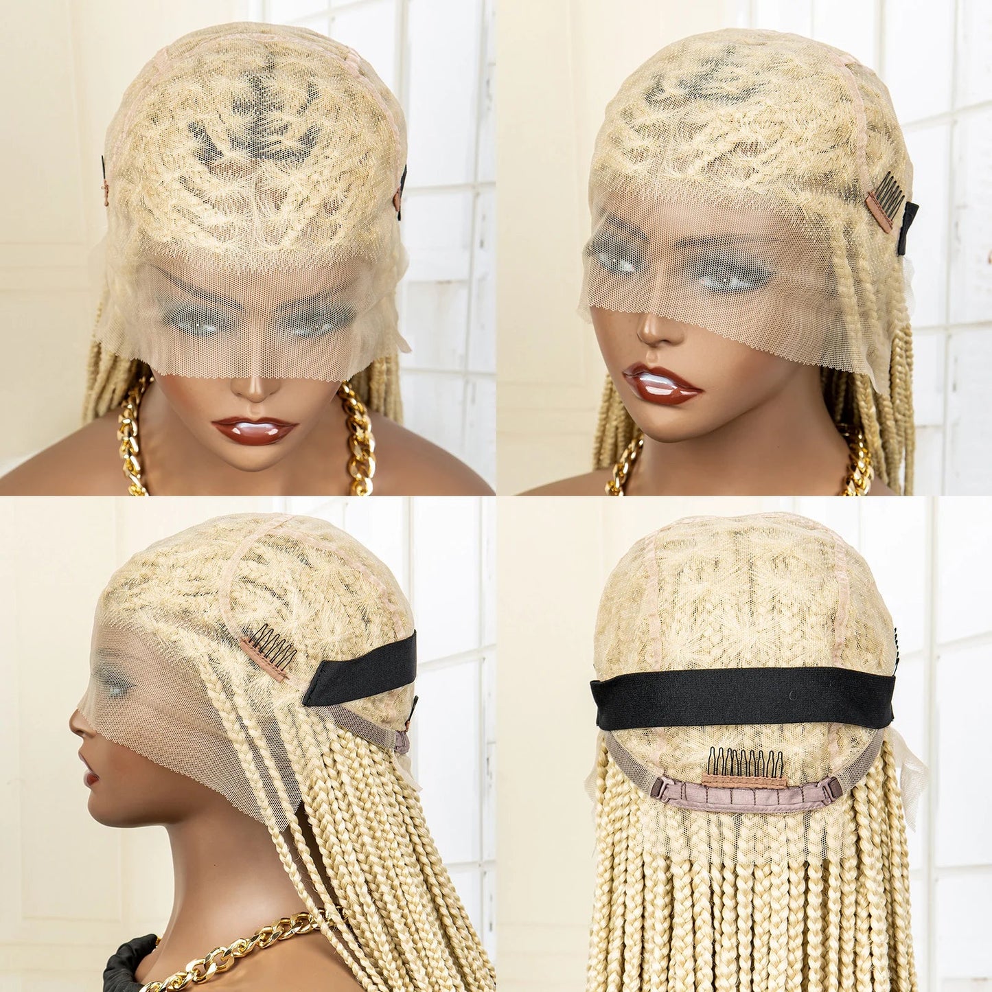 36" 613 Full Lace Knotless Box Braided Wig | Transparent HD Lace | Baby Hair | Synthetic Wig for Black Women Luxegan