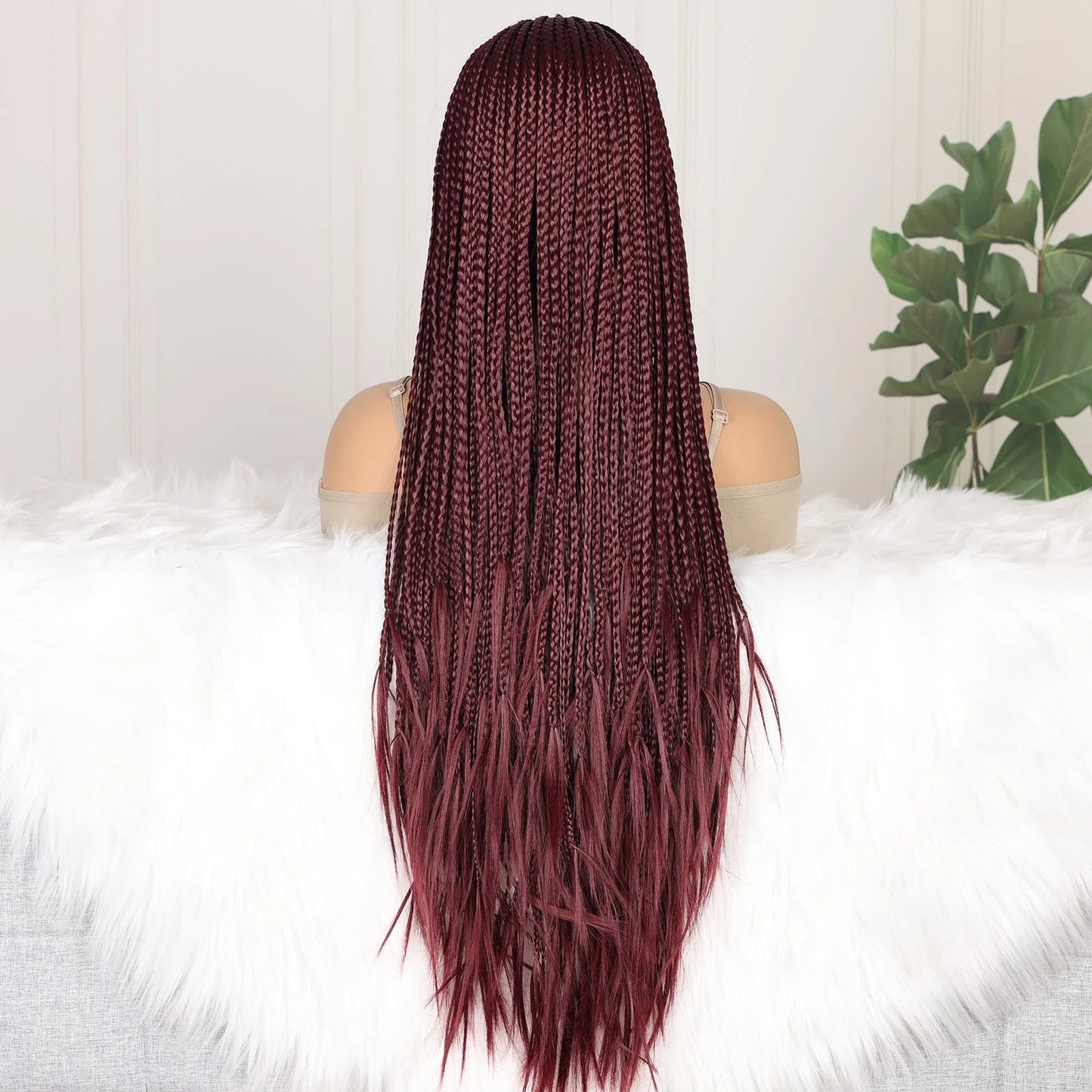 99J Burgundy Goddess Twist Braids Wig | HD Lace Frontal | Knotless | Baby Hair Luxegan