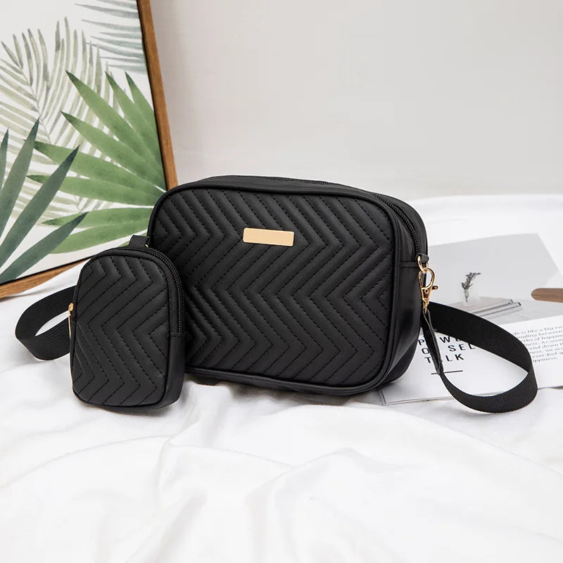 V-Embroidered Niche Bag | Casual Small Square Camera & Messenger Bag Luxegan