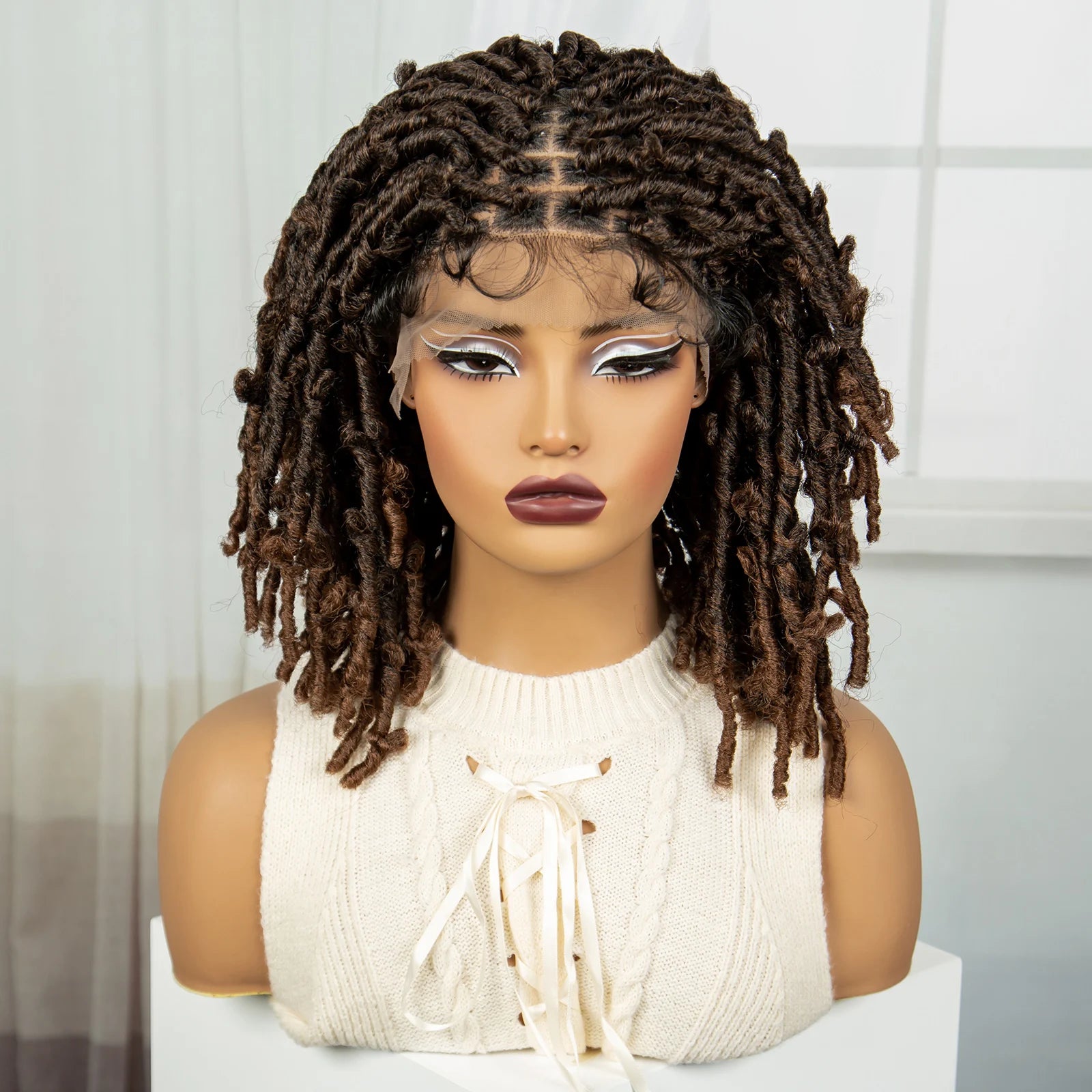 Burgundy Knotless Butterfly Locs Wig | Synthetic Lace Front Luxegan