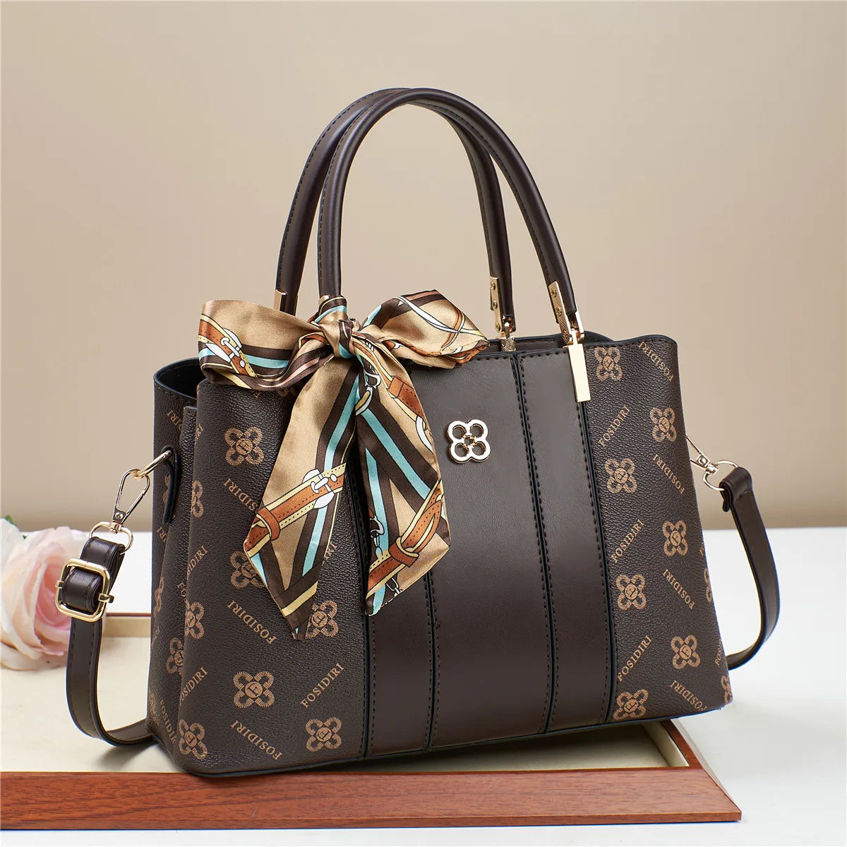 Hard PU Patterned Bucket Handbag | Large Capacity Crossbody Messenger Bag Luxegan