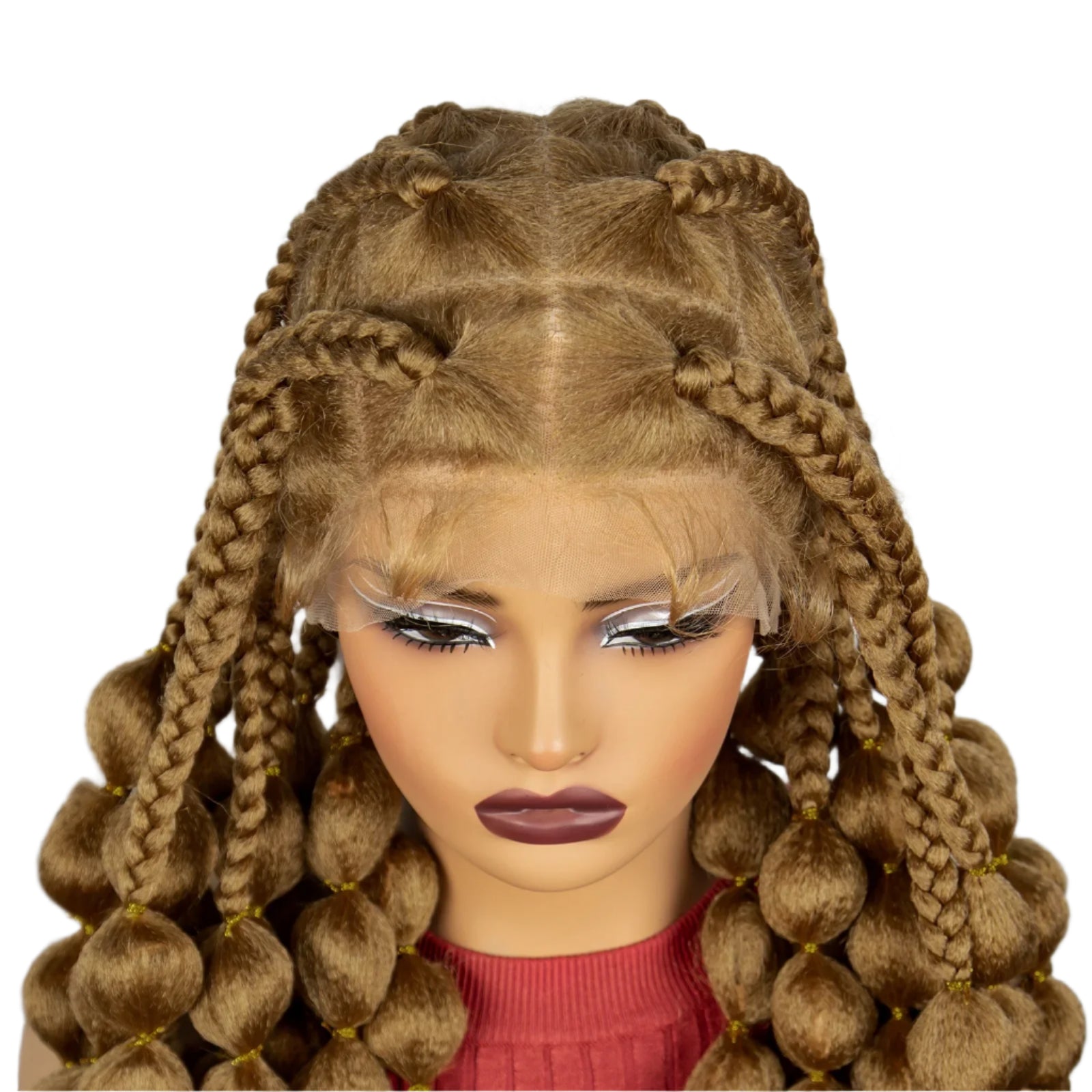40" Ombre Knotless Bantu Braids Wig | Handmade Full Lace | Baby Hair Luxegan
