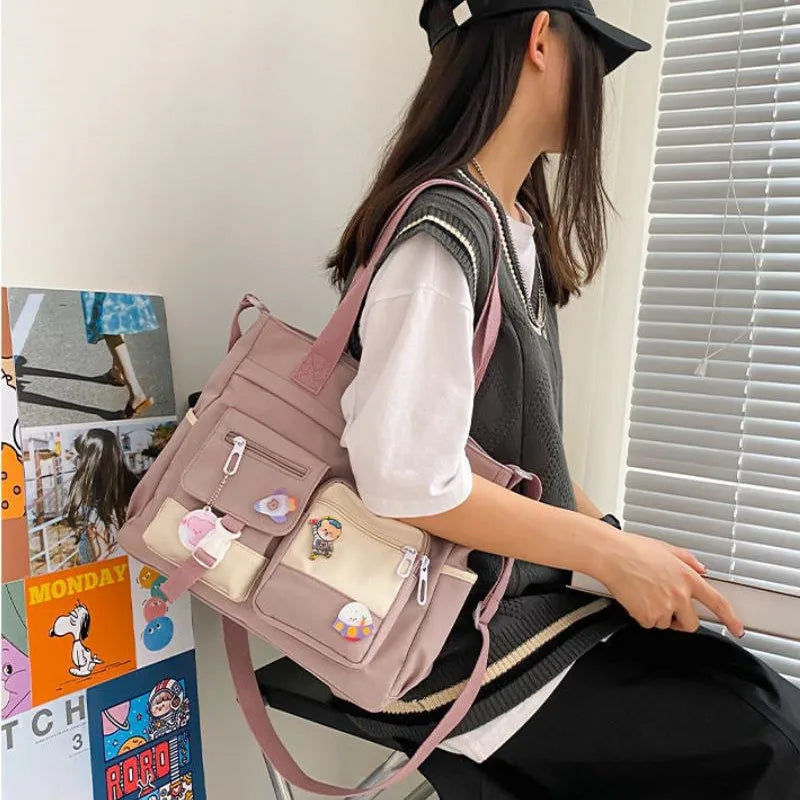 Waterproof Nylon Canvas Crossbody Tote | Casual Shoulder Messenger Bag Luxegan