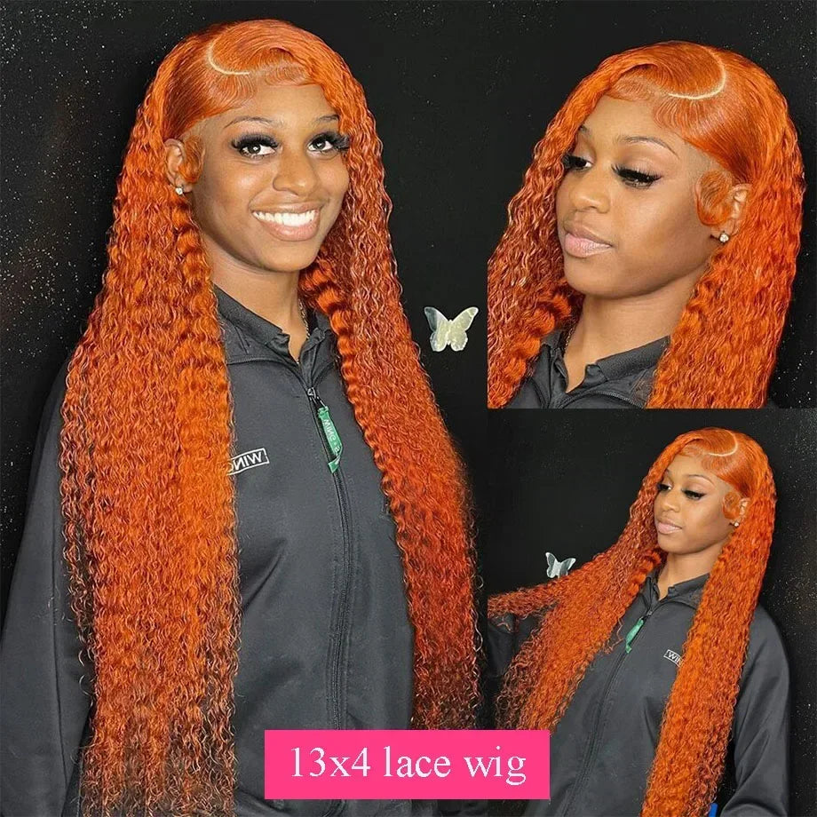 30-Inch Ginger Deep Wave Human Hair Wig | 13x6 HD Lace Frontal Pre-Plucked Luxegan