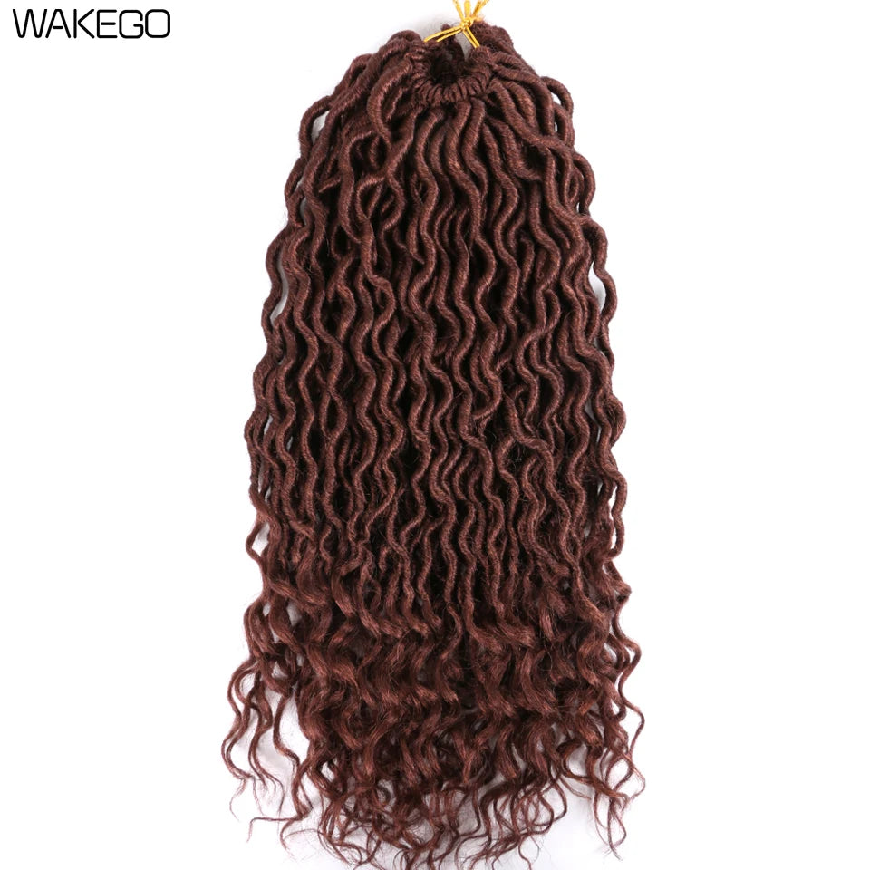 Goddess Faux Locs Crochet Hair | 18" Soft Curly Braids | Ombre Dreadlocks Extensions | 24 Strands/Pack Luxegan