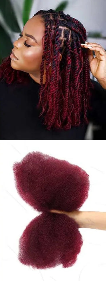 QVR Afro Kinky Bulk Human Hair for Braids & Locs | Virgin Remy Natural Color Extensions Luxegan