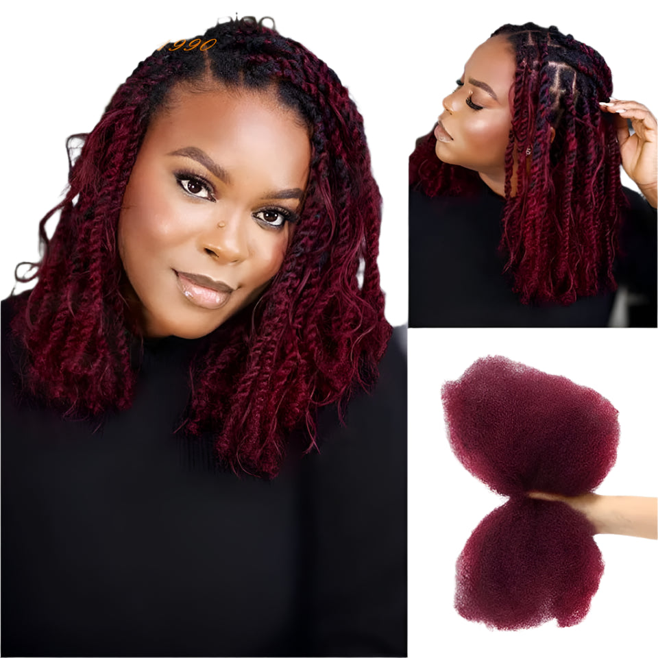 Afro Kinky Bulk Human Hair for Braiding & Dreadlocks | 100% Virgin Brazilian Remy Extensions (50g) Luxegan
