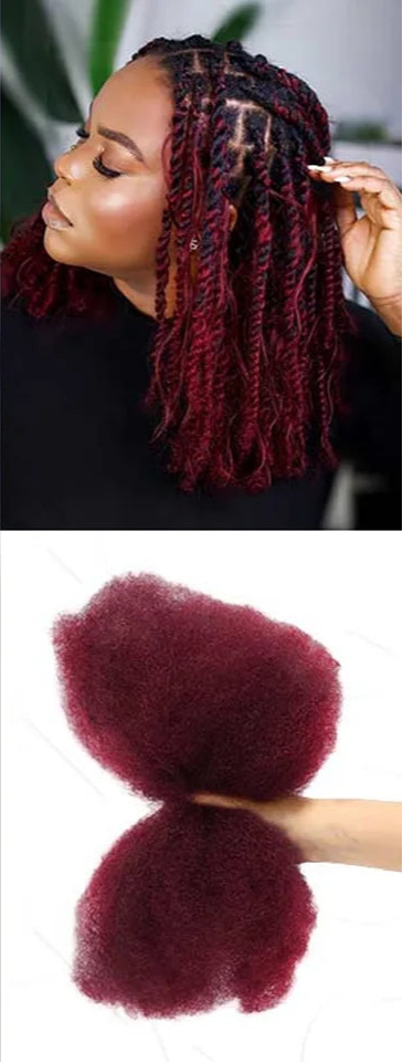 Afro Kinky Bulk Human Hair for Braids | Virgin Remy Extensions (Multi-Color Options) Luxegan
