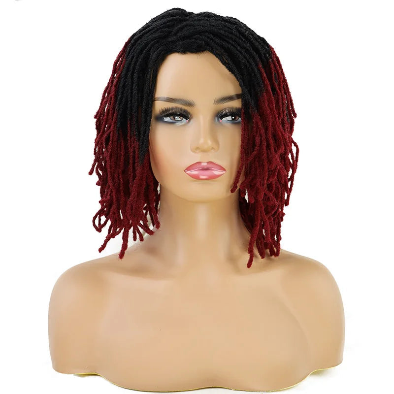 YUNRONG Dreadlock Wig For Black Women 16 inch High Temperature Fiber Dreadlock Ombre Burg Crochet Twist Hair Luxegan