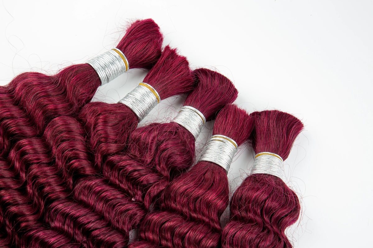 Deep Wave Human Hair Bulk for Boho Braids | No Weft Braiding Hair | 16-24in Luxegan