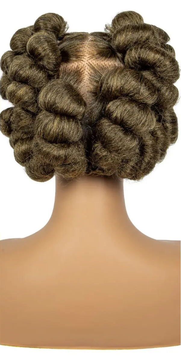 6" Short Cute Handmade Bantu Knotless Braids Wig | Transparent Full Lace Luxegan