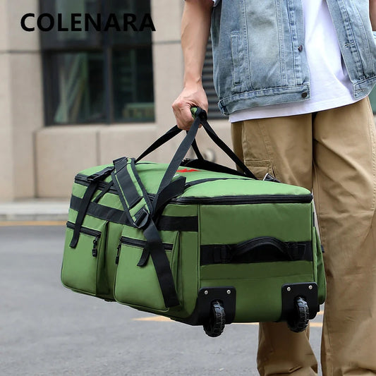 COLENARA Multifunctional Handbag Oxford Cloth Large Capacity Men's Travel Bag Foldable Storage Bag with Wheels Luggage Bag