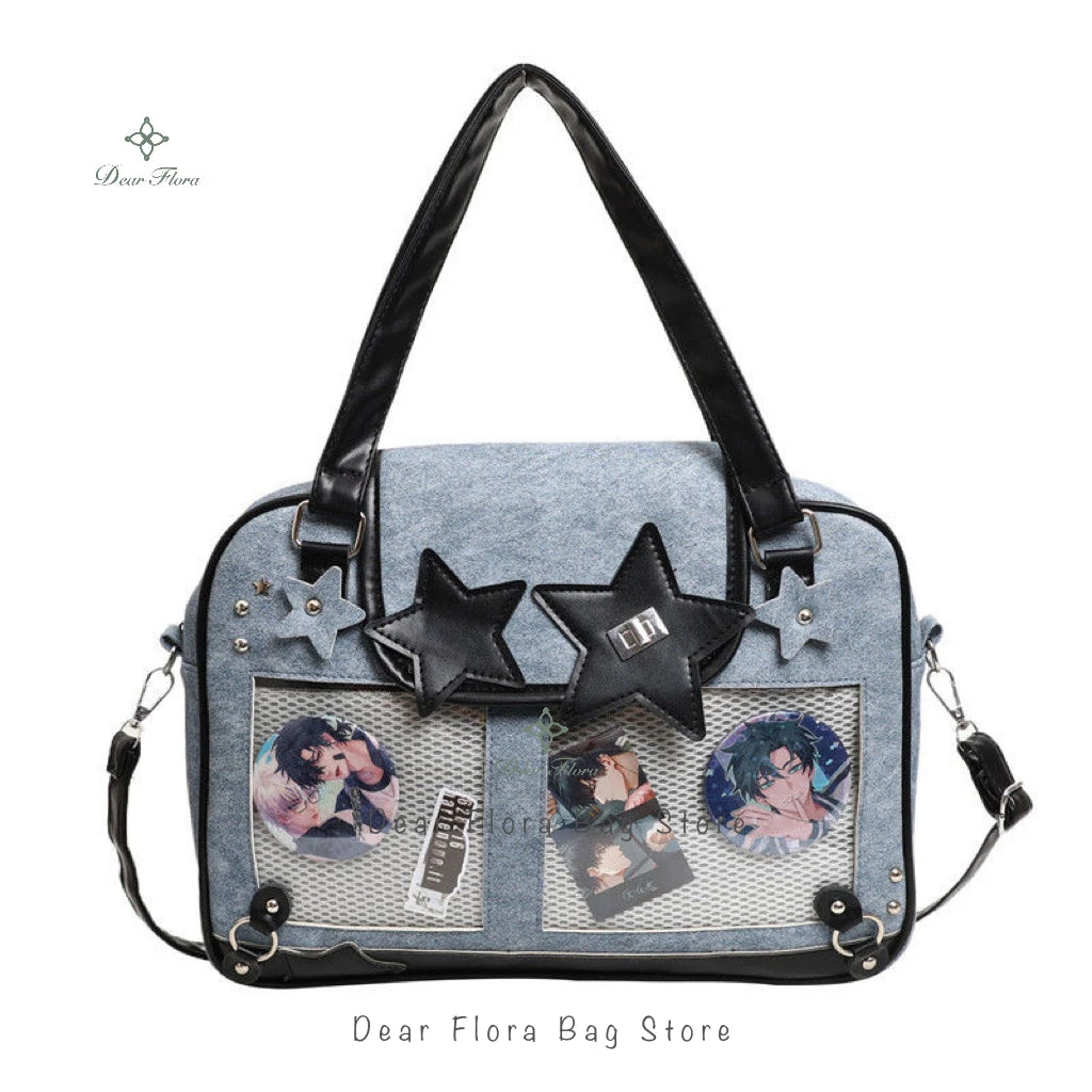 Y2K Trendy Star Ita Bag | Lolita Girl Transparent Display Crossbody | Fashionable DIY Star-Shaped Satchel | Cute Women's Shoulder Bag & Anime Purse (Model 210) Luxegan