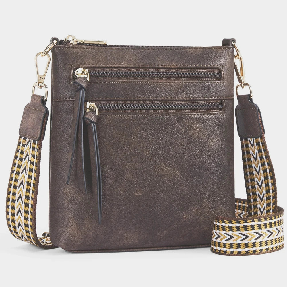 New Casual Double Zipper Crossbody Bag | Sophisticated Retro Simple Phone Bag | Elegant Women’s Single Shoulder Handbag | Luxury Multi-Functional PU Leather Satchel with "Dignified" Soft Finish Luxegan
