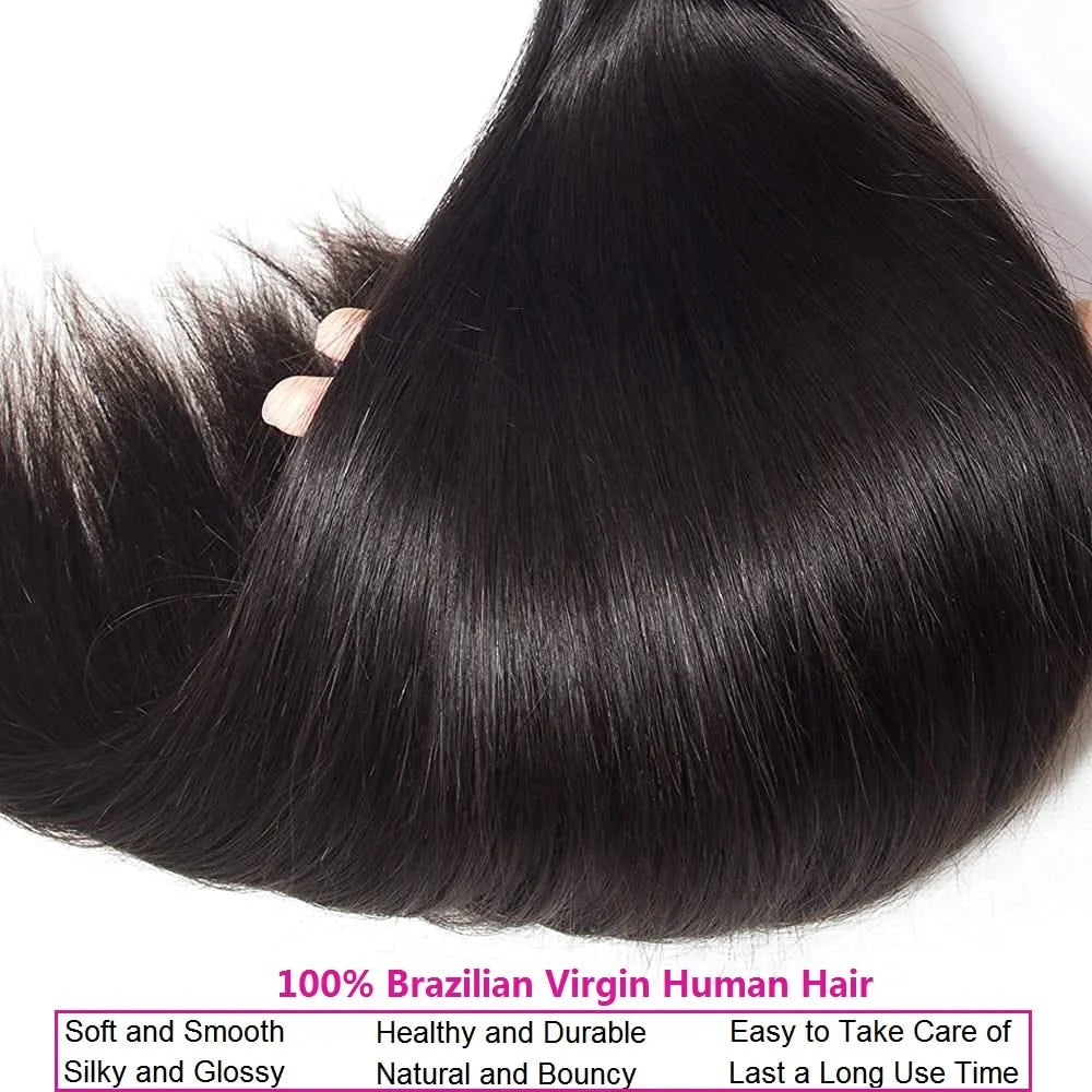 8-32 Inch Bone Straight Brazilian Remy Human Hair Weave Bundles | Natural Color 12A | 1, 3, or 4 Bundles Luxegan