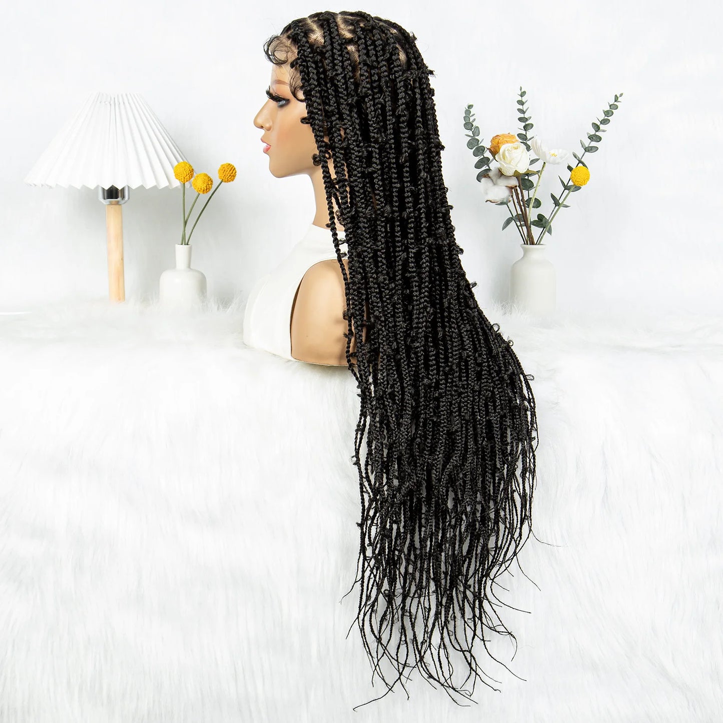 Kima Butterfly Crochet Box Braided Wigs Synthetic Cornrow Full Lace Wig Dreadlocks Wig Crochet For Black Women