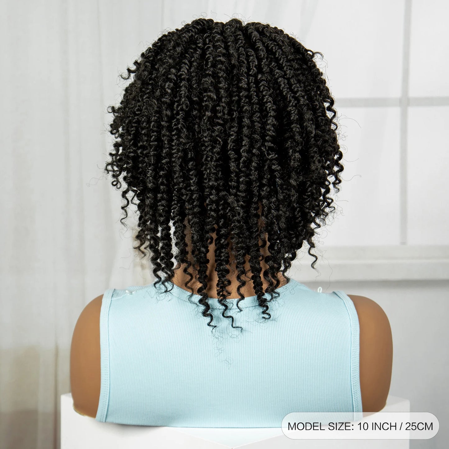 10" Natural Twist Braids Wig | Full Lace | Baby Hair | Short Braided Style Luxegan