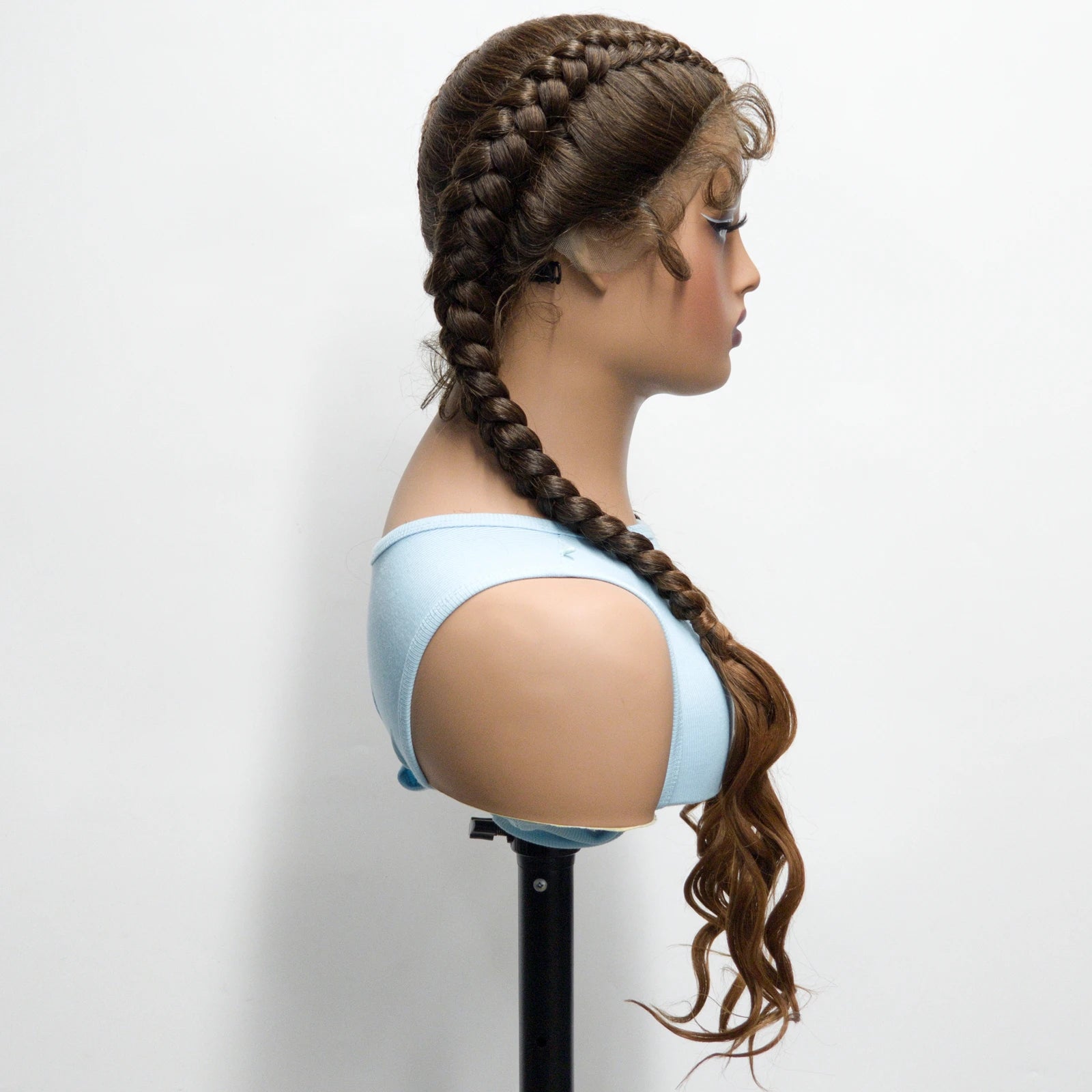 34" Twist Braids Wig | Curly Ends | Lace Front | Baby Hair | Natural Color Luxegan