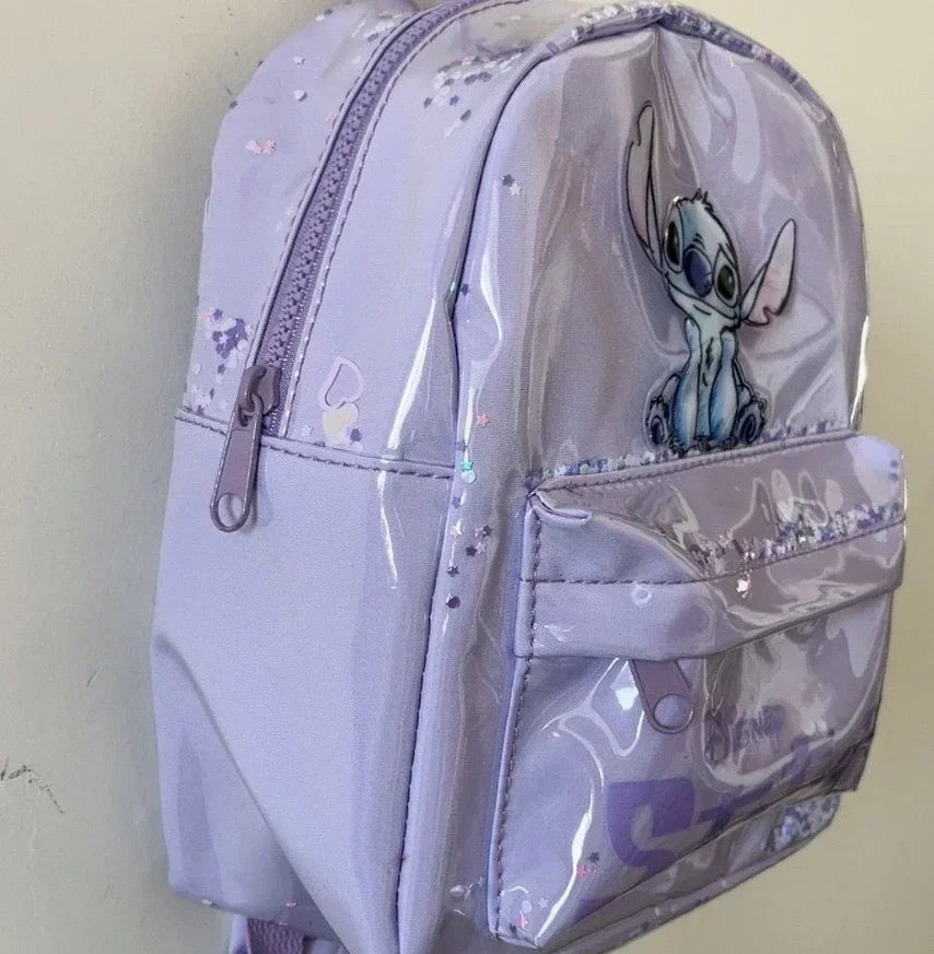 Disney’s New "Stitch" Cartoon Sequined Backpack | Trendy Kindergarten School Bag for Boys & Girls | Fashionable PVC Sequin Bucket Bag with Nylon Lining Luxegan