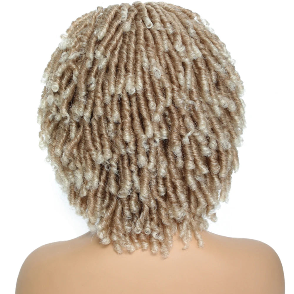 Soft Faux Locs Headband Wig - 6 Inch Ombre Dreadlock Wig for Black Women - Curly Braided Synthetic Wig with Headband - 1B, Burgundy, 27, 30, 613 Options Luxegan