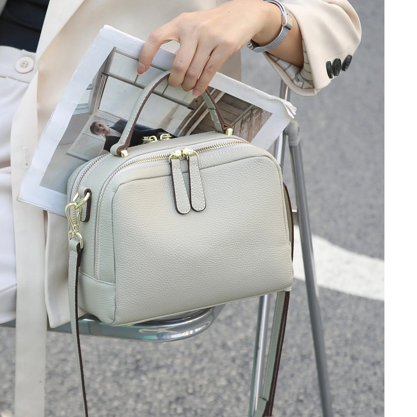 Genuine Leather Cowhide Women's Handbag | Luxury Design Crossbody & Small Square Bag Luxegan