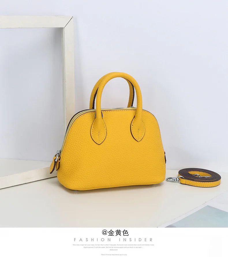 Shell Bag Women's Messenger Bag | Cow Leather Simple Shoulder Bag & Fashion Ladies Classic Handbag (Small Mobile Phone Crossbody Bag) Luxegan