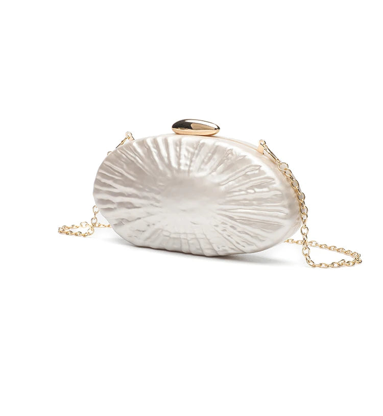 Sparkling Acrylic Shell Clutch | Elegant Rhinestone Evening Bag Luxegan
