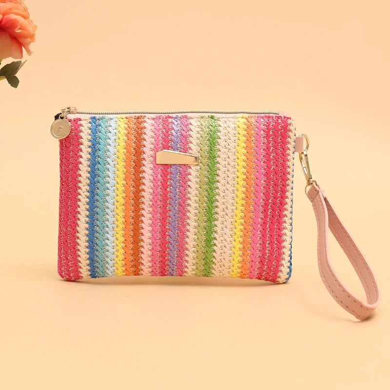 Rattan Knitting Women's Straw Bags | Fashion Colorful Summer Beach Clutch Bag & Woven Wristlet Bag Luxegan